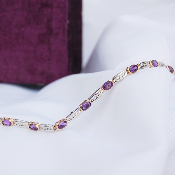 Amethyst White Gold and Diamond Bracelet - Picture 3 of 10